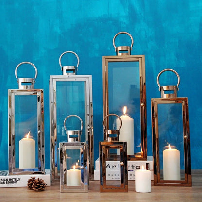Eid Mubarak LED Wind Lamp Stainless Steel Lantern Candlestick for Eid Al Adha Gift Gurbang Ramadan Decor Home Candle WindLantern