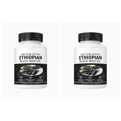 Ethiopian Black Seed Oil, Purely Nutrient Ethiopian BlackSeed Oil Capsules with Thymoquinone, Organic Cold-Pressed, 60 Softgels