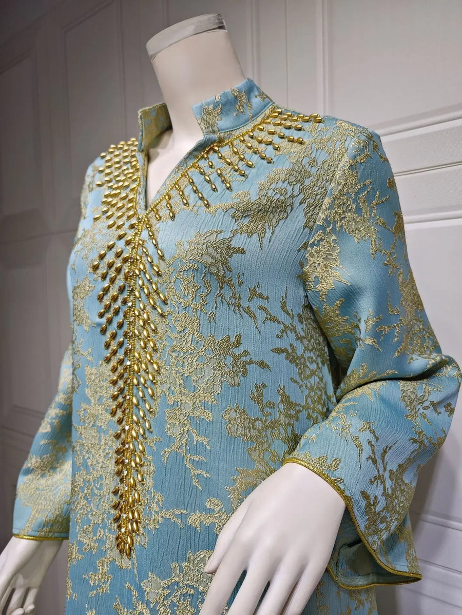 Eid Radiance – Beaded Collar Abaya for the Arab Woman in America