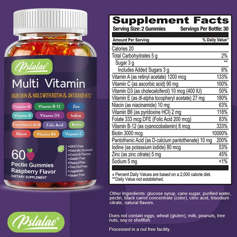 Multivitamin Gummies - Enhances Energy Levels, Immune Support, Antioxidant - with Vitamins and Minerals