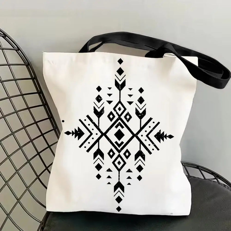 The Keffiyeh Luxe – Double-Sided Checkered Canvas Shoulder Tote