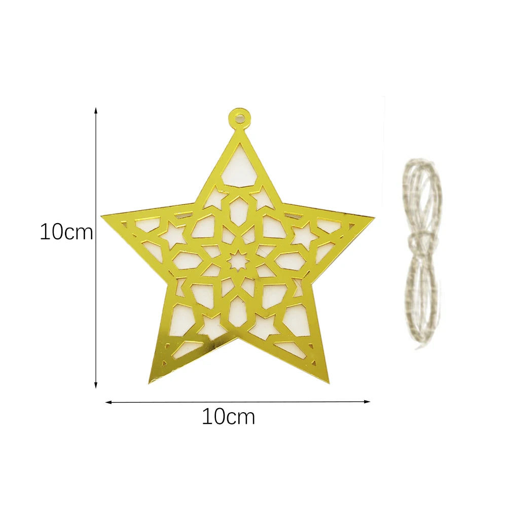 Ramadan Hanging Decoration Acrylic Eid Mubarak Moon Star Lantern Pendant Ramadan Decoration 2025 Eid Party Ornament Home