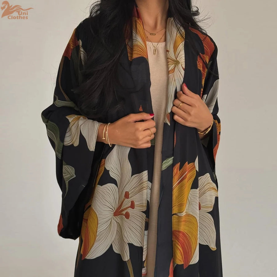 Floral & Feminine – The Print Cardigan Set with Hijab for the Muslim Woman in America