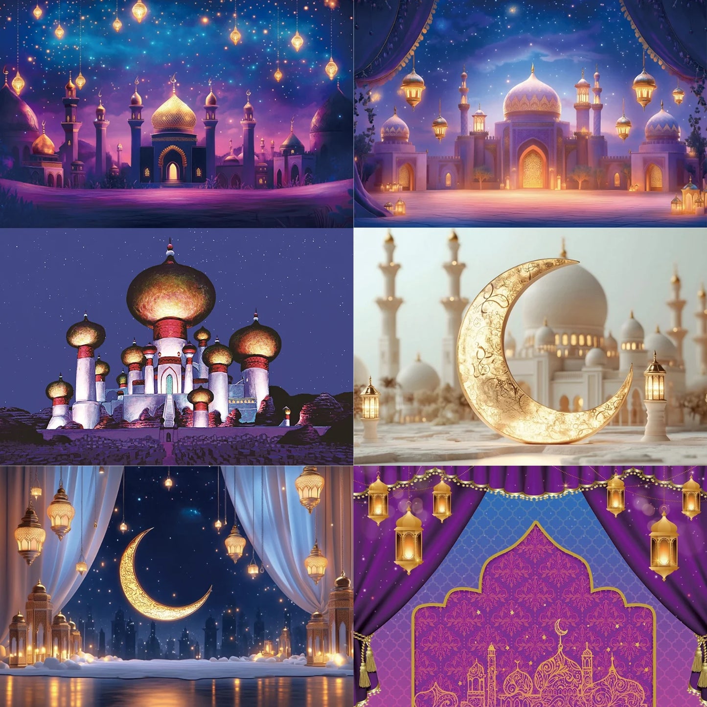 Arabic Aladdin Muslim Gold Mosque Background Fabric Princess Birthday Party Gift Photography Prop Decoration Banner Girl Poster