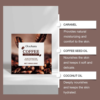 Coffee Skin-Nourishing Essential Oil Soap: Moisturizing, Water-Locking, Soothing for Sensitive Skin, with Rich & Dense Lather an