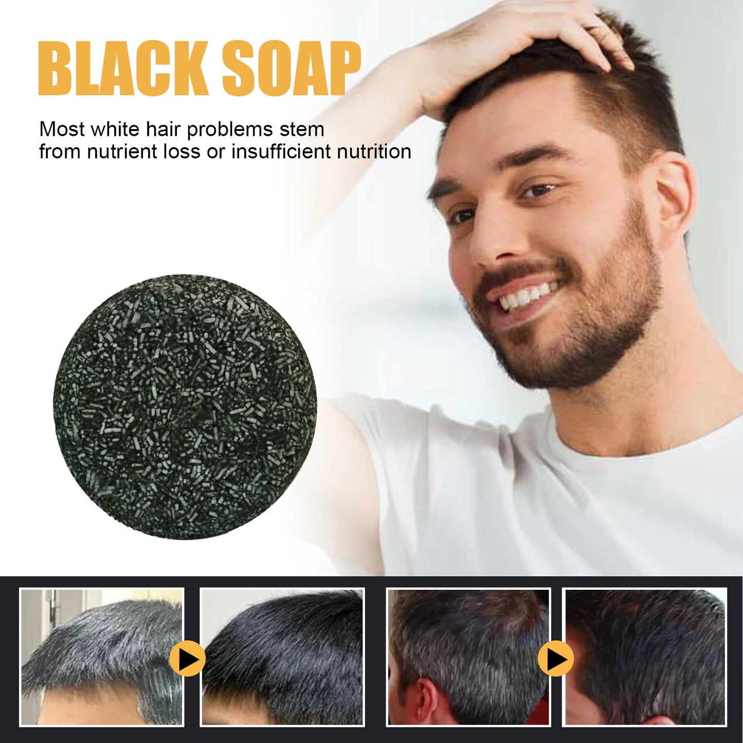 Polygonum Multiflorum Black Hair Shampoo Soap Gentle Coconut Oil Refreshing Oil Control Smoothing Hair Care Handmade Soap