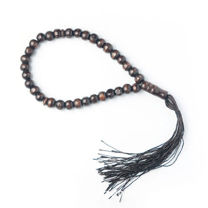 1pcs Wooden Tasbih Prayer Beads 99 Muslim Prayer Beads Islamic Handheld Prayer Beads Muslim Rosary Beads Bracelet with Tassel