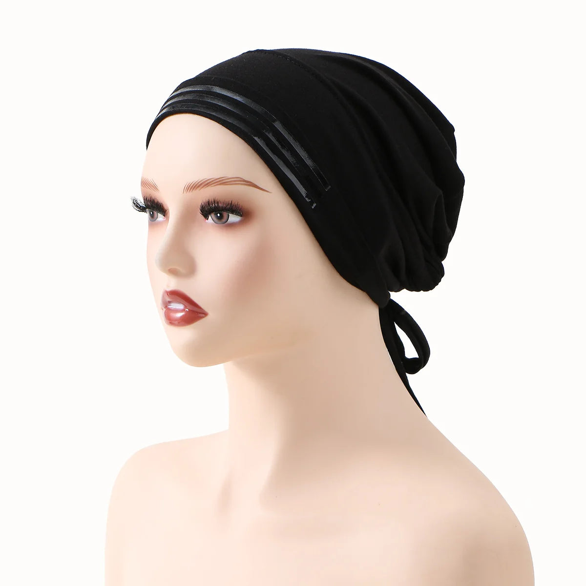 New Muslim Women Non-Slip Hijab Caps Undercap Solid Color Elastic Band Beanie Hat Adjustable Bonnet Hat Inner Cap Bandana Turban