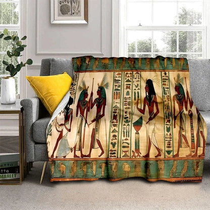Pharaoh Hieroglyphic Egyptian Mythology Soft Flannel Blanket for Beds Bedroom Sofa Picnic,Throw Blanket for Outdoor Leisure Gift