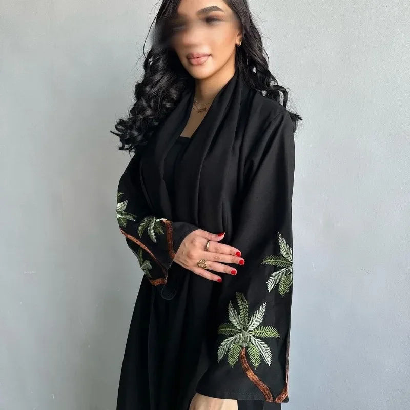 Black Leaves – Embroidered Abaya for the Muslim Woman