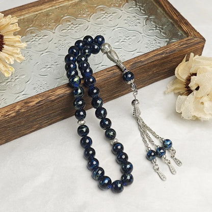 33 Beads Tiger Eye Stone Bracelet Round Small Beads Transparent Acrylic Prayer Beads Handmade With Tassels Islamic Tasbih