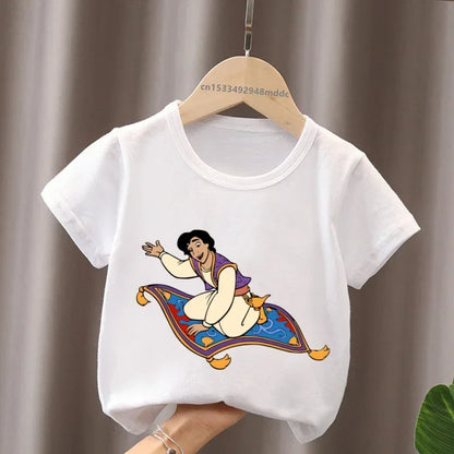 Hot Sale Aladdin Jasmine Princess Print Cartoon Kids T-Shirts Girls Clothes Baby Boys Short Sleeve T shirt Summer Children Topsr