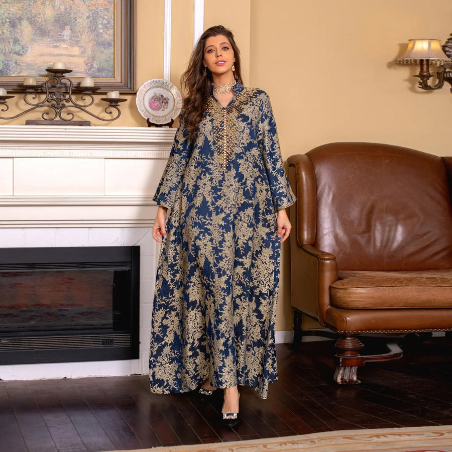 Eid Radiance – Beaded Collar Abaya for the Arab Woman in America