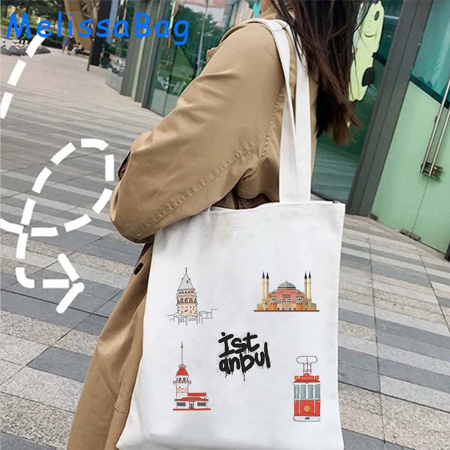 Istanbul in Watercolor – Sultan Ahmed & Galata Skyline Tote
