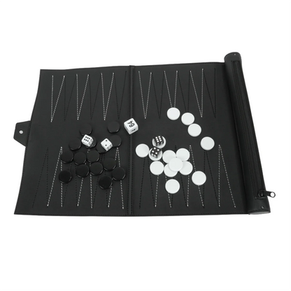 Quality Roll Up Backgammon Sets Portable Travel Board Game Set for Adults and Kids Foldable PU Classic Chess Board Roll-Up