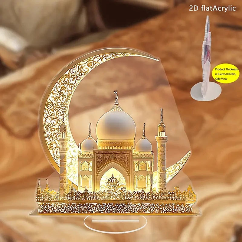 Ramadan Festival 2D Acrylic Moon Castle Craft Ornament 2025 Eid Al-fitr Mubarak Decoration Islamic Muslim Home Party Table Gifts
