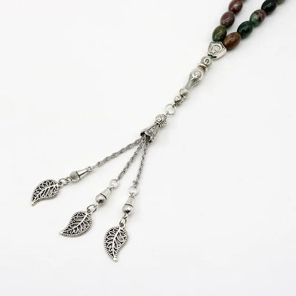 Natural Indian agate 33 Tasbih Oval size 8*12 mm  misbaha Man's  prayer beads  Rosary islamic subha tasbeeh 66 Tasbih Muslim