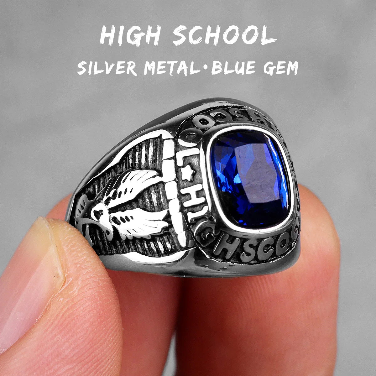 Stainless Steel Mens Rings Gold Silver Color Red Blue Rhinestone Simple Luxury for Male Boy Jewelry Creativity Gift Wholesale