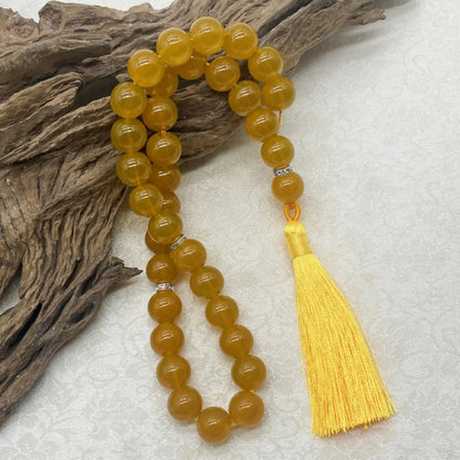 Elegant Glass Tasbih with Classic Tassel, Bohemian Islamic Prayer Beads Bracelet, Arabic Style Rosary for Daily Wear & Prayer