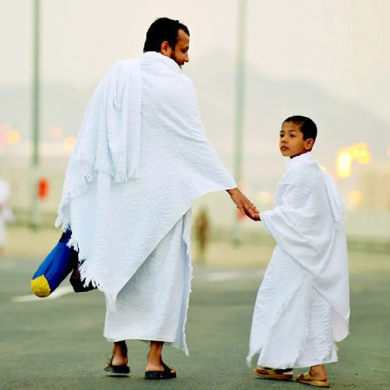 Men Ihram Prayer Outfit White Robe for Hajj Umrah Pilgrimage Middle East Arab Islamic