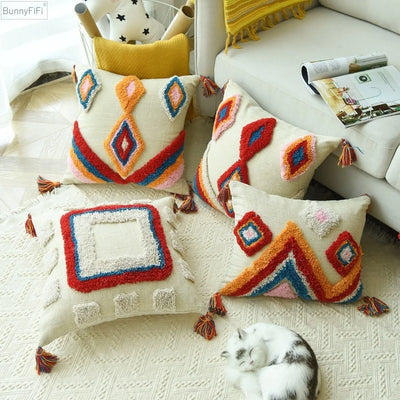 The Marrakech Cushion – Handmade Moroccan Wool Tassel Pillow Cover