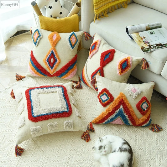 The Marrakech Cushion – Handmade Moroccan Wool Tassel Pillow Cover