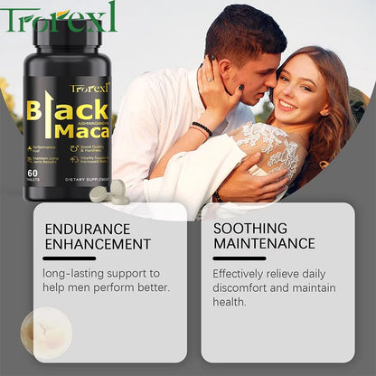 Natural Black Maca ERECTEnhancer, Male Power Strength Supplements for Volume Enhancing, Max Stamina Capsule for Man