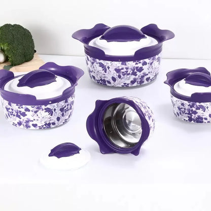 4 Pcs Colorful Insulated Stainless Steel Hot Pot Set Food Warmers Classic Round Lid Casserole Container Home Use Box Packing