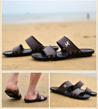 Casual Famous Brand Men Sandals outdoor Shoes Breathable Slippers Summer Flip Flops Beach Men Shoes Leather Sandalias Zapatos Ho