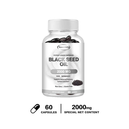 Black Seed Oil - Promotes Overall Health, Strengthens The Immune System, Relieves Indigestion, Antioxidant Properties, Non-GMO