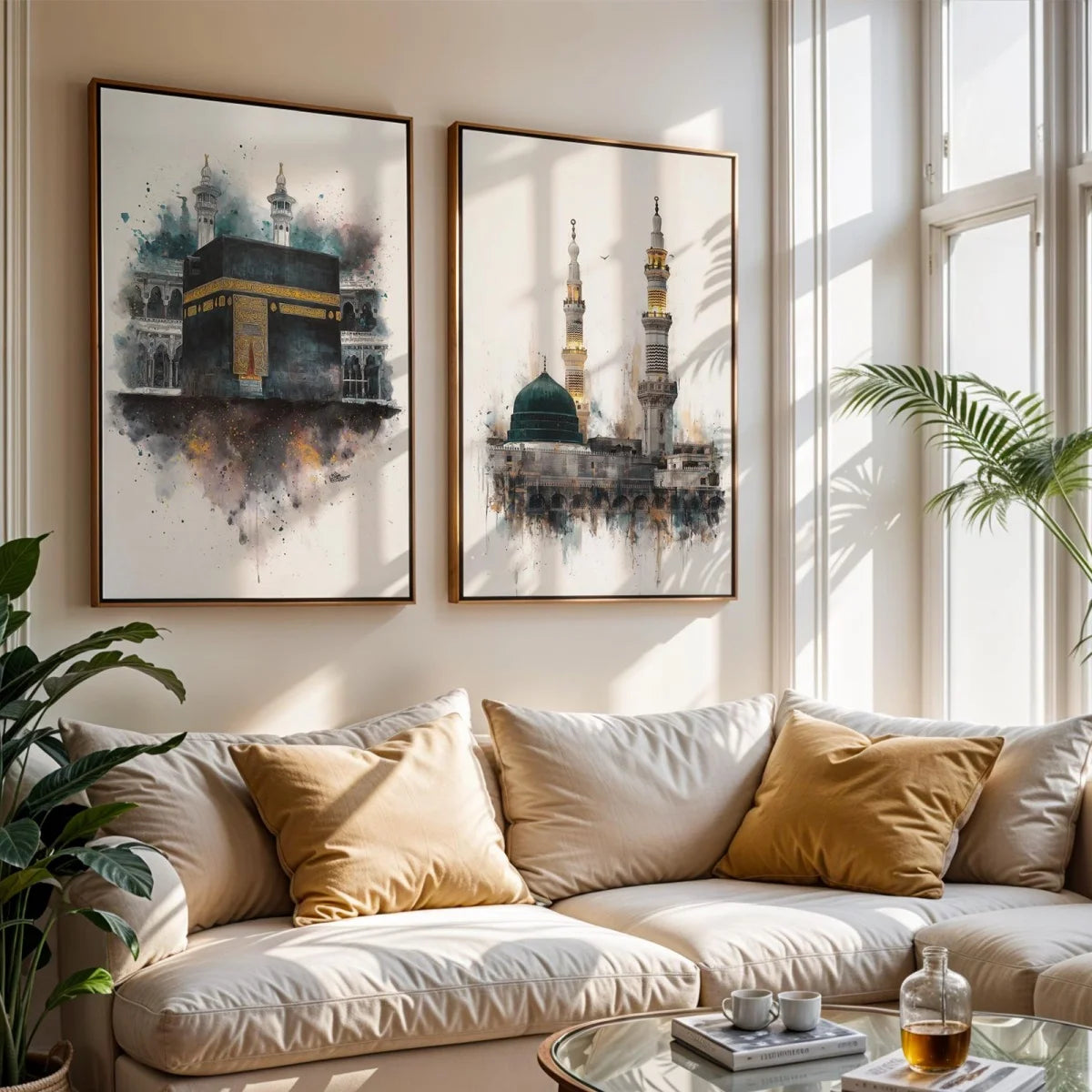 2pcs/set Islamic Masjid Nabawi Canvas Print Poster Modern Ramadan Muslim  Art Prints Bedroom Wall Art Home Decor Poster Gifts