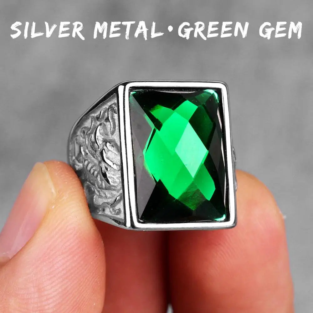 Stainless Steel Mens Rings Gold Silver Color Red Blue Rhinestone Simple Luxury for Male Boy Jewelry Creativity Gift Wholesale