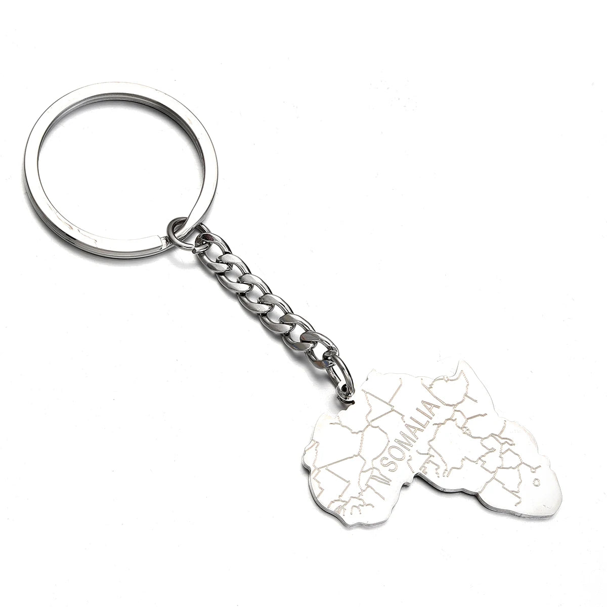 Africa Map Keychain – Stainless Steel Hip-Hop Jewelry, Morocco to South Africa