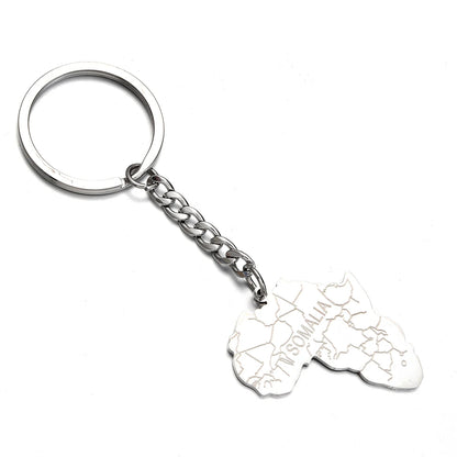 Africa Map Keychain – Stainless Steel Hip-Hop Jewelry, Morocco to South Africa