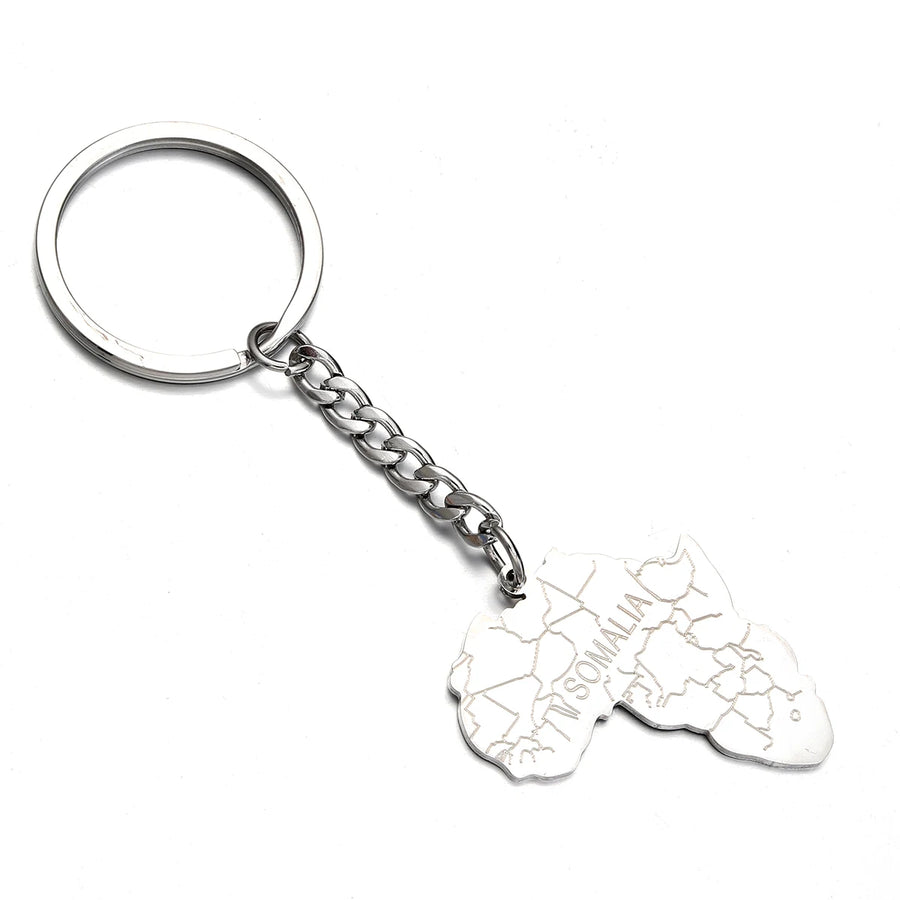 Africa Map Keychain – Stainless Steel Hip-Hop Jewelry, Morocco to South Africa