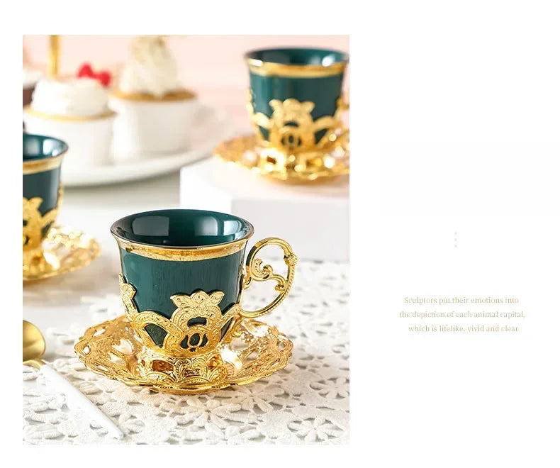 Gilded Finjan – Golden Border Turkish Coffee Cups with Saucers