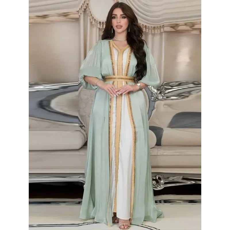Autumn in Arabia – 2-Piece Button Kaftan Set for the Muslim Woman in America