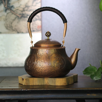 Pear shaped pure copper teapot, Handmade hammered copper teakettle, Home gas boiling tea pot, Kung Fu Health water kettle, 1.5L