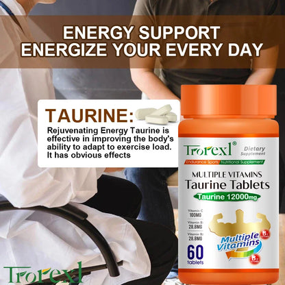 Multiple Vitamins Taurine Tablets for Energy boost, fatigue relief, and enhance physical strength