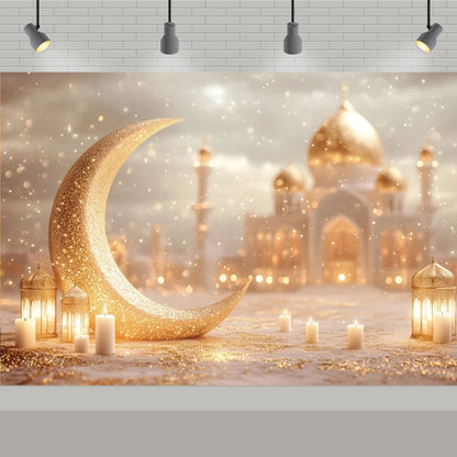 Arabic Aladdin Muslim Gold Mosque Background Fabric Princess Birthday Party Gift Photography Prop Decoration Banner Girl Poster