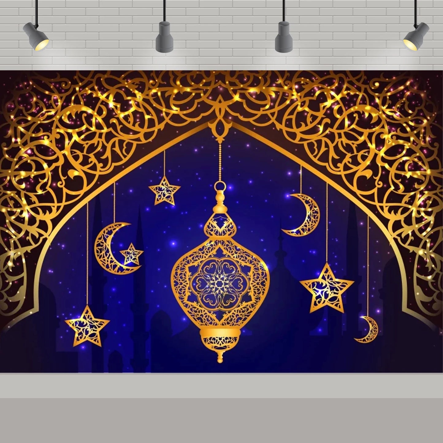 Arabic Aladdin Muslim Gold Mosque Background Fabric Princess Birthday Party Gift Photography Prop Decoration Banner Girl Poster