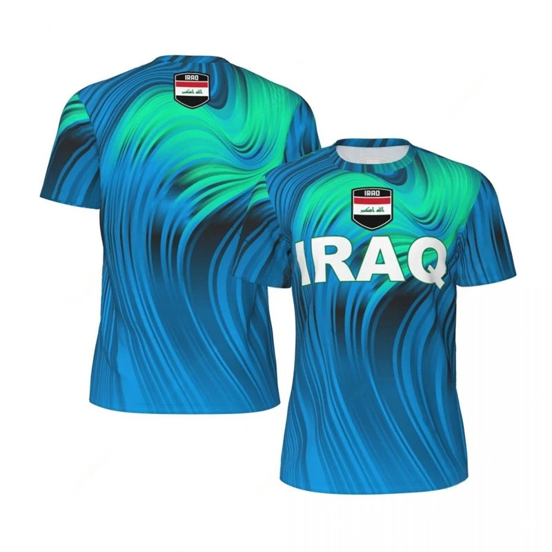 Iraq Flag Graphic Mens Football Jersey Fashion National Emblem 3D Printed Sports T Shirt Casual Oversized Breathable Tees Tops