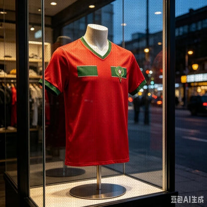 2026 Morocco Team Home Football Jersey Traditional Pattern Short Sleeve Fan  Sport T Shirt Men Family Matching Top Parent-child