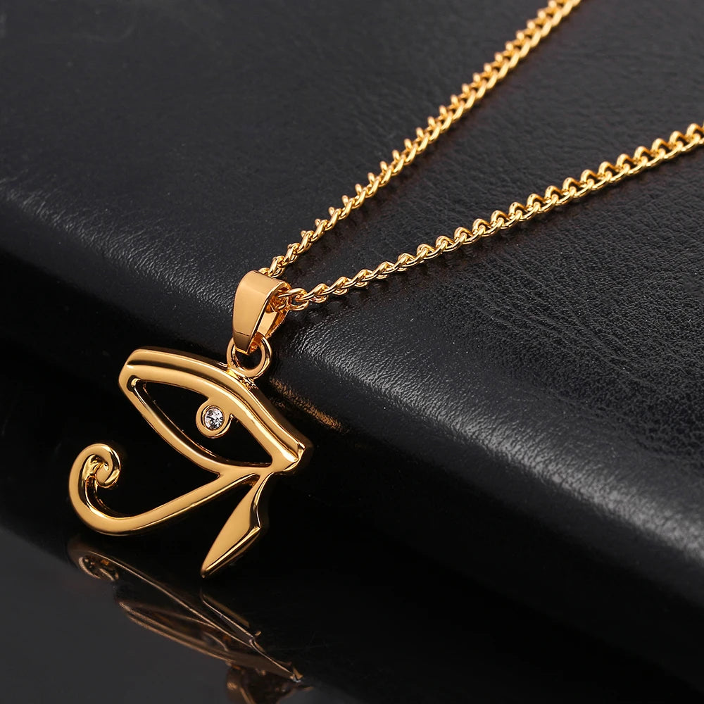 Horus Eye & Eagle Head Pendant – Egyptian Guardian Necklace for Men & Women