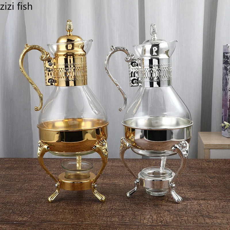 Glass & Metal Teapot – Heated Coffee Kettle, Flower Tea & Juice Maker