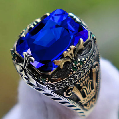 Turkish Men's Ring Vintage Black Zircon Fashion Punk Wind Islamic Religious Muslim Jewelry