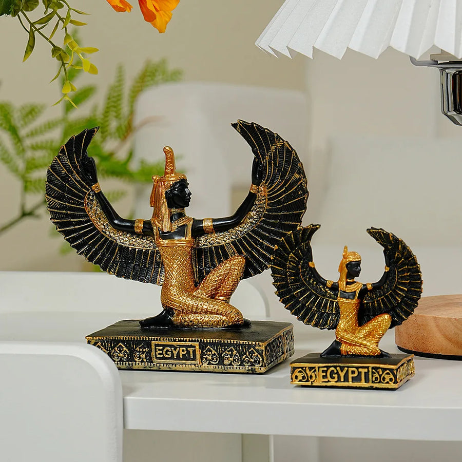 Isis Winged Goddess Resin Figurine – Egyptian Handicraft, Mother of Horus Decor