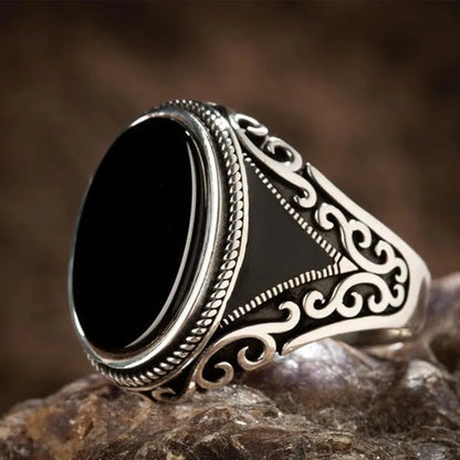 Turkish Men's Ring Vintage Black Zircon Fashion Punk Wind Islamic Religious Muslim Jewelry