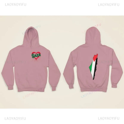 Palestine Hoody A Bleeding Heart and Gaza Map Classic Hoodie Designs Cool Palestine Hoodies Men Women Daily Life Sweatshirts