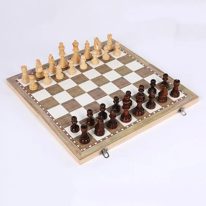 Portable International Chess / Checkers / Backgammon 3 in 1 Set with Foldable